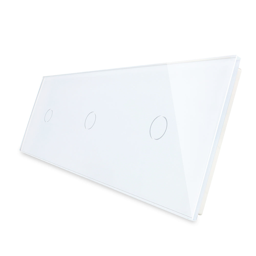 Trivietė, vienpolė, sensorinė stiklo panelė (balta)