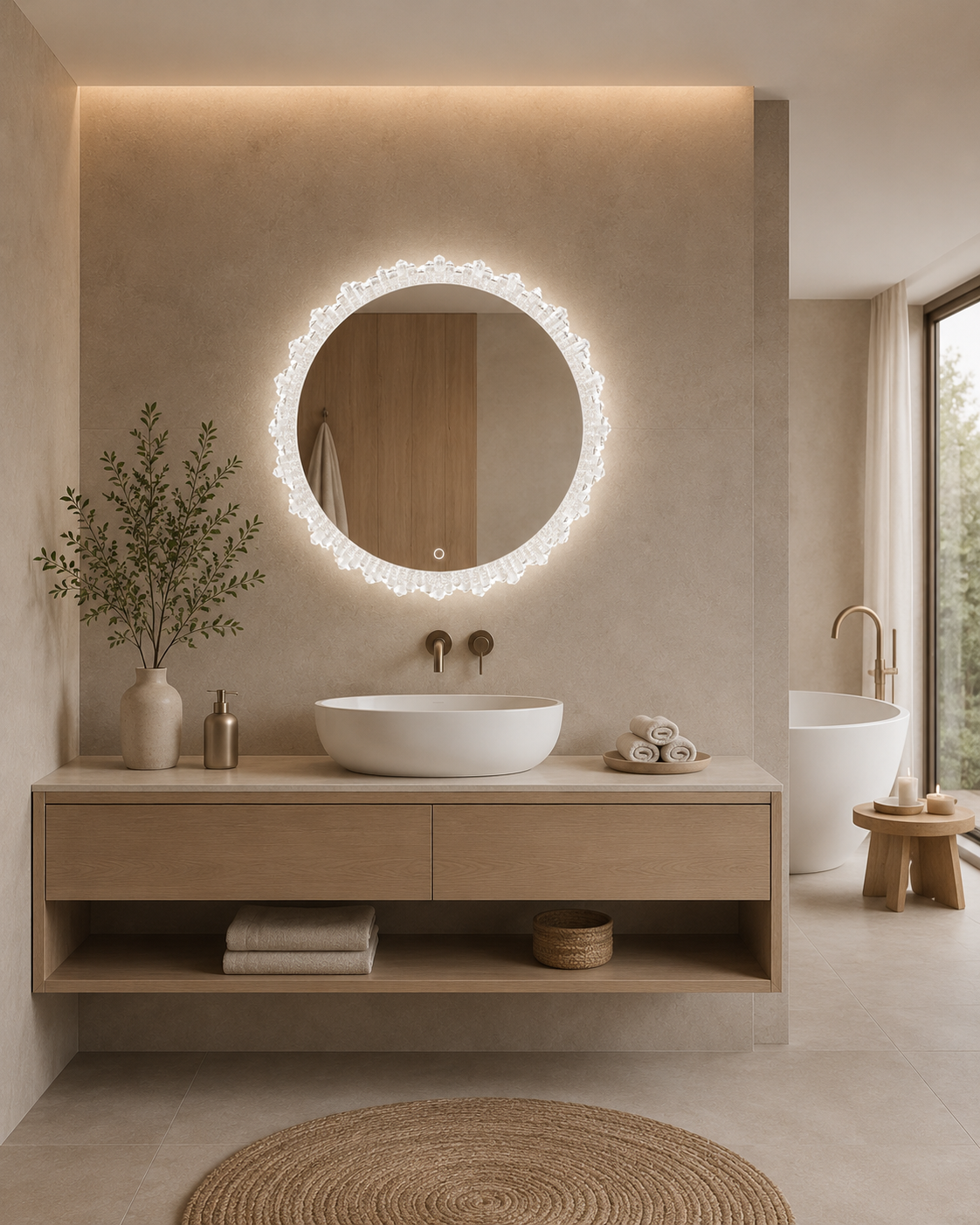 Apvalus LED veidrodis Selene 80 cm