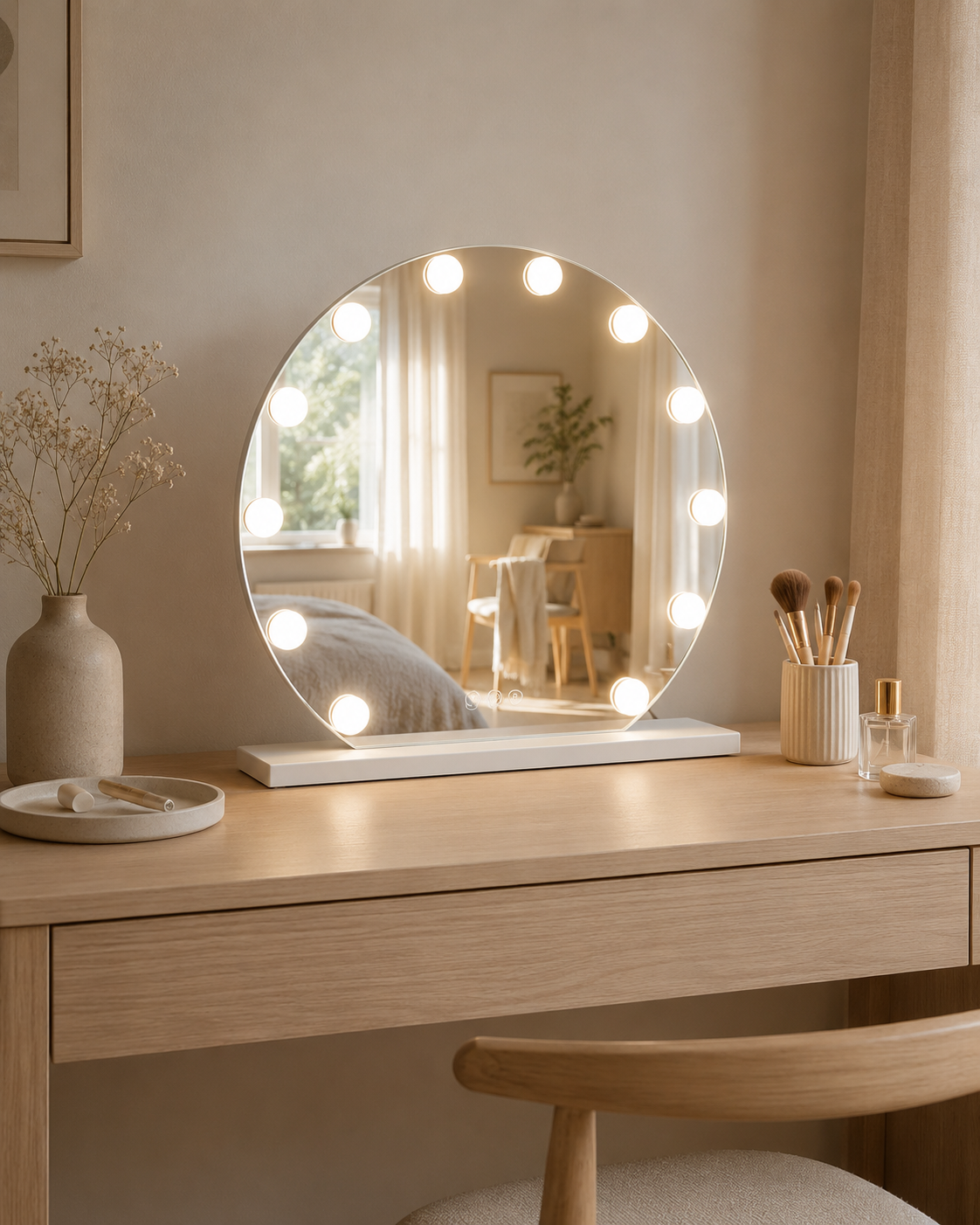 Kosmetinis LED veidrodis Celeste 2 baltu rėmu 50 × 47 cm