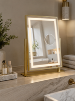 Dekoratyvinis LED veidrodis Vienna 2 auksiniu rėmu 36.5 × 47.5 cm