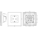 Vienvietis kištukinis lizdas su įžeminimu (baltas), su aliuminiu rėmeliu (sidabrinis)