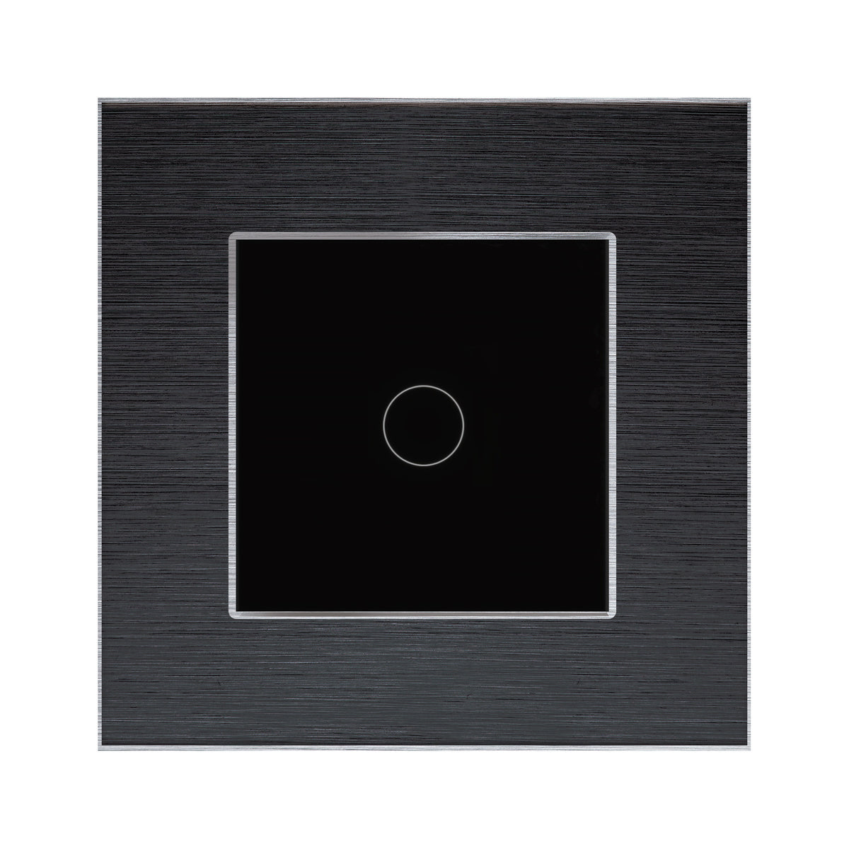 Vienvietis juodo aliuminio rėmelis su vienpole moduline panele (juoda)