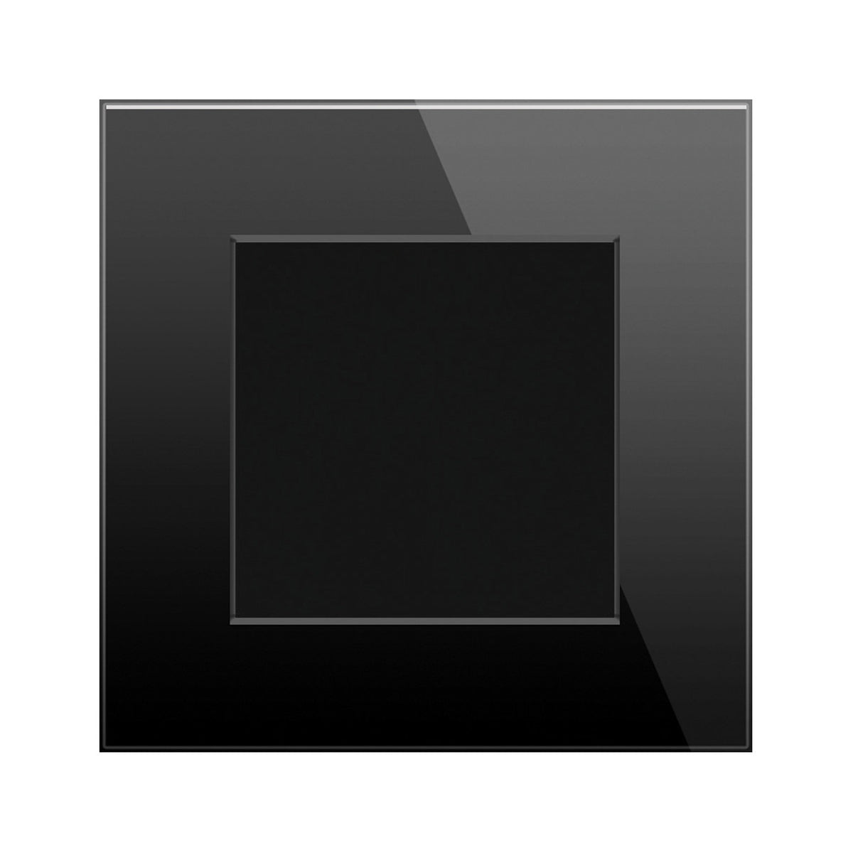 Vienpolis mechaninis jungiklis su stikliniu rėmeliu (juodas)