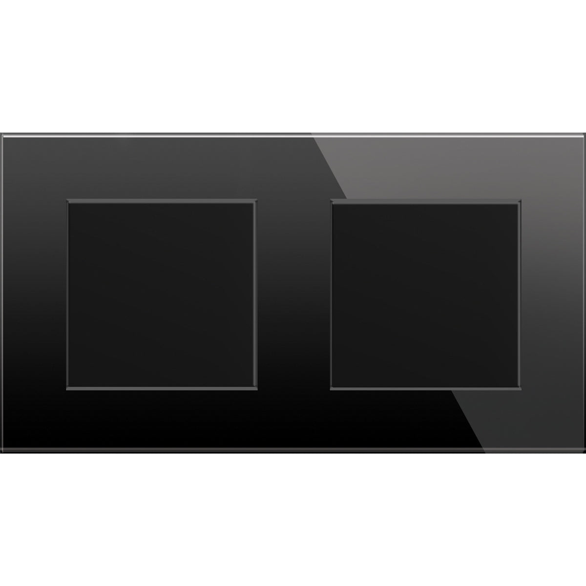 Dvivietis vienpolis mechaninis jungiklis su stikliniu rėmeliu (juodas)