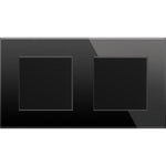 Dvivietis vienpolis mechaninis jungiklis su stikliniu rėmeliu (juodas)