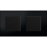 Dvivietis vienpolis mechaninis jungiklis su plastikiniu rėmeliu (juodas)