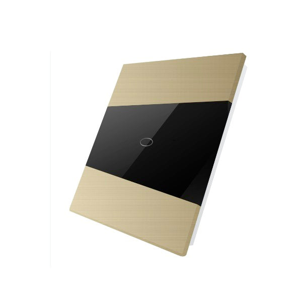 Vienvietė, vienpolė, sensorinė aliuminio ir stiklo panelė (auksinė)