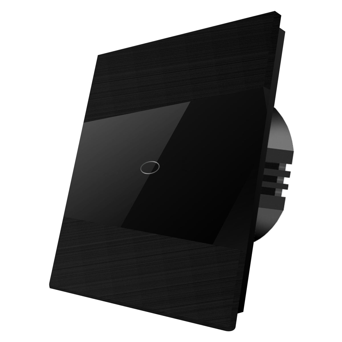 Vienpolis sensorinis jungiklis su juodo aliuminio ir stiklo panele