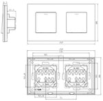 Dvivietis dvipolis mechaninis jungiklis su stikliniu rėmeliu (juodas)