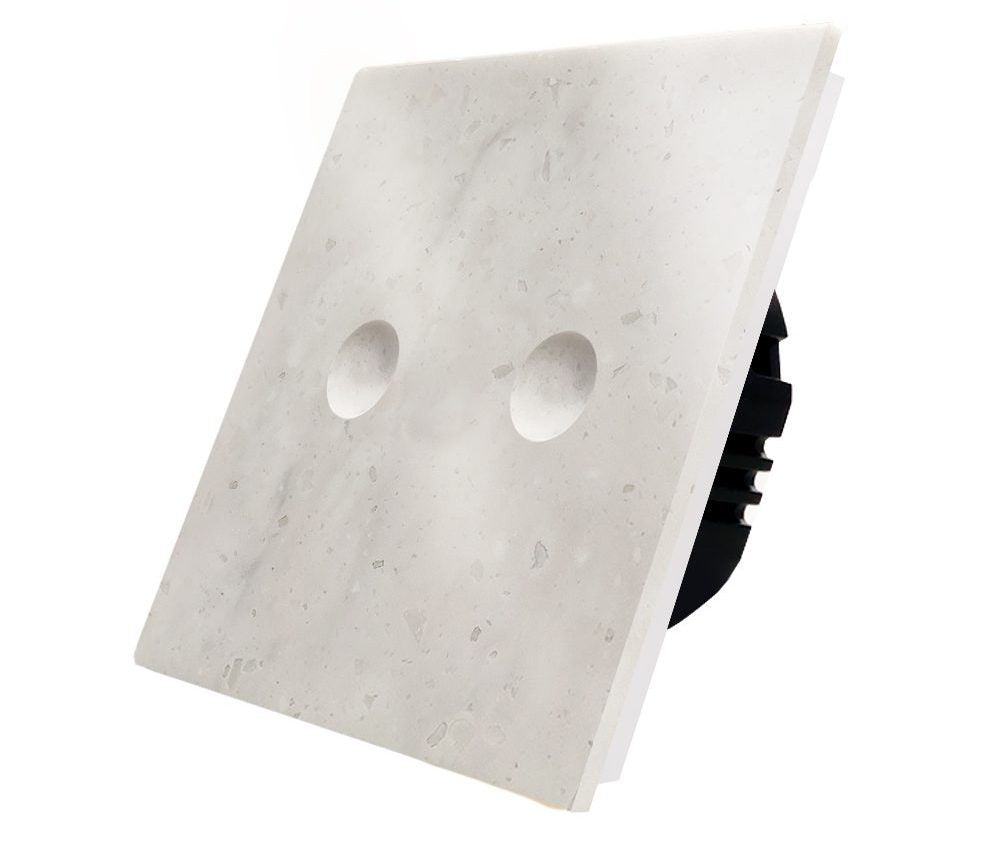 Dvipolis sensorinis jungiklis su marmuro ( Aurora Bianco ) panele