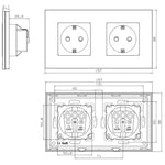 Dvivietis kištukinis lizdas su įžeminimu su aliuminiu rėmeliu (auksinis)