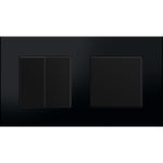 Dvivietis dvipolis/vienpolis mechaninis jungiklis su plastikiniu rėmeliu (juodas)