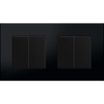 Dvivietis dvipolis mechaninis jungiklis su plastikiniu rėmeliu (juodas)