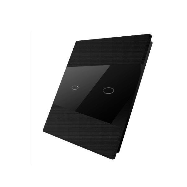 Vienvietė, dvipolė, sensorinė aliuminio ir stiklo panelė (juoda)