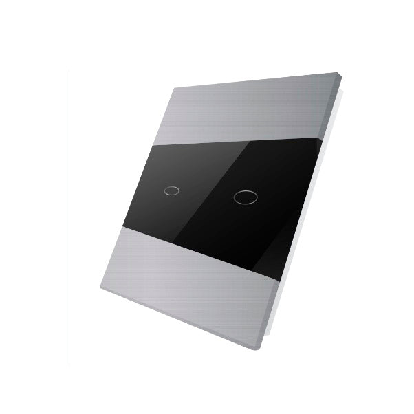 Vienvietė, dvipolė, sensorinė aliuminio ir stiklo panelė (pilka)