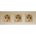 Trivietis kištukinis lizdas su įžeminimu, su aliuminiu rėmeliu (auksinis)