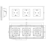 Trivietis kištukinis lizdas su įžeminimu, su aliuminiu rėmeliu (auksinis)