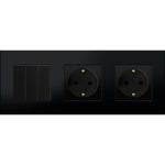 Tripolis mechaninis jungiklis su dviviečiu kištukiniu lizdu, su įžeminimu, su plastikiniu rėmeliu (juodas)