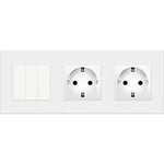 Tripolis mechaninis jungiklis su dviviečiu kištukiniu lizdu, su įžeminimu, su plastikiniu rėmeliu (baltas)