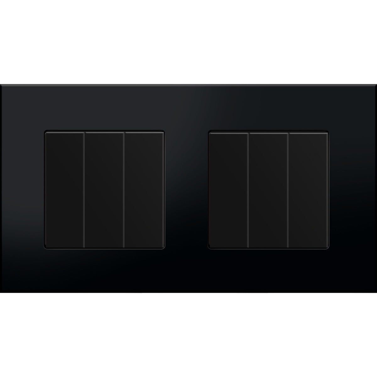 Dvivietis tripolis mechaninis jungiklis su plastikiniu rėmeliu (juodas)