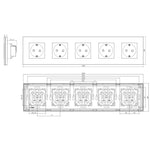 Penkiavietis kištukinis lizdas su įžeminimu, su stikliniu rėmeliu (baltas)