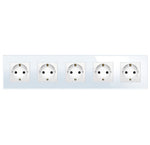 Penkiavietis kištukinis lizdas (rozetė) su įžeminimu, su stikliniu rėmeliu