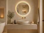 Apvalus LED veidrodis Vesta auksiniu rėmu 50 cm