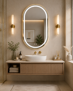 Ovalus LED veidrodis Urban 2 auksiniu rėmu 60 × 90 cm