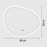 Modernus LED vonios veidrodis, asimetrinis 80cm X 60 cm
