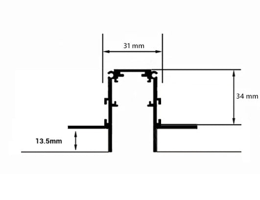 Magnetinis bėgelis, 2m (įleidžiamas), 13.5mm