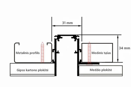 Magnetinis bėgelis, 2m (įleidžiamas), 13.5mm