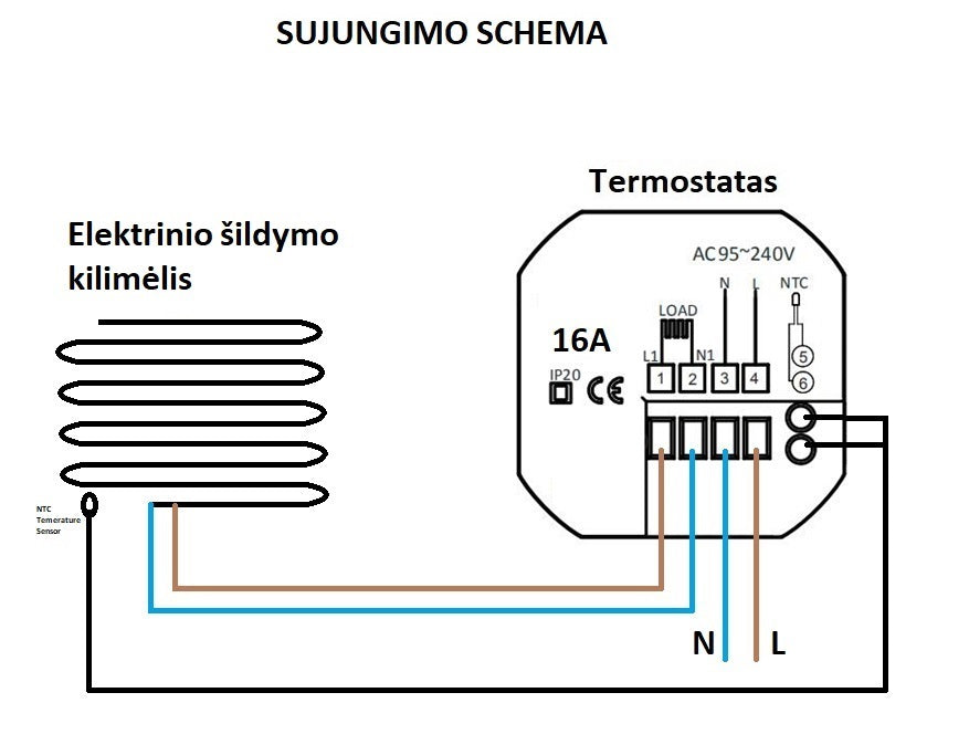 Termostatas SPRING TR8000-1WW (grindiniam šildymui) (baltas)