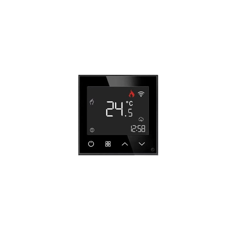 Išmanusis termostatas juodos spalvos su WIFI, be rėmelio