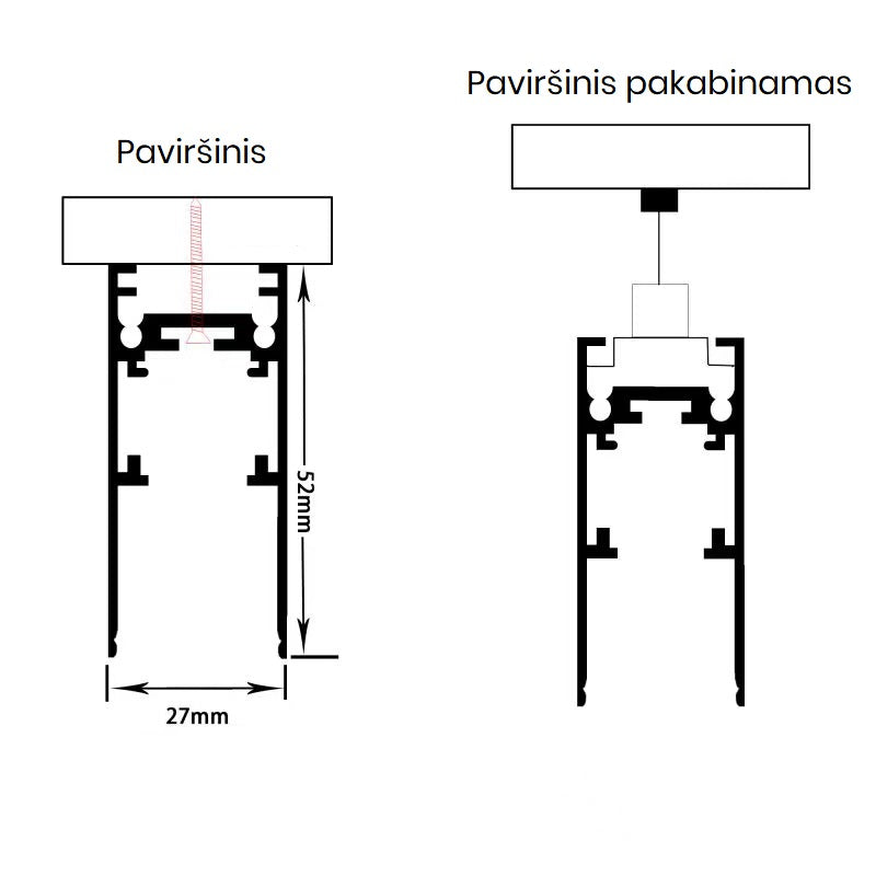 Magnetinis bėgelis, 1m (paviršinis)