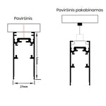 Magnetinis bėgelis, 1m (paviršinis)