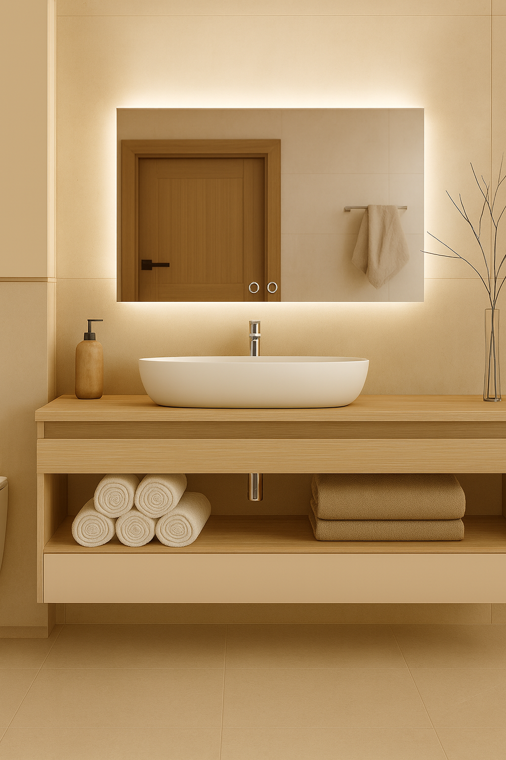 Modernus LED vonios veidrodis 80cm X 60 cm