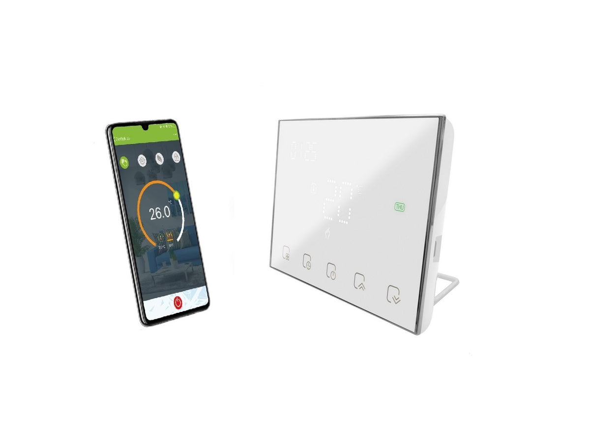 belaidis termostatas su WIFI baltos spalvos
