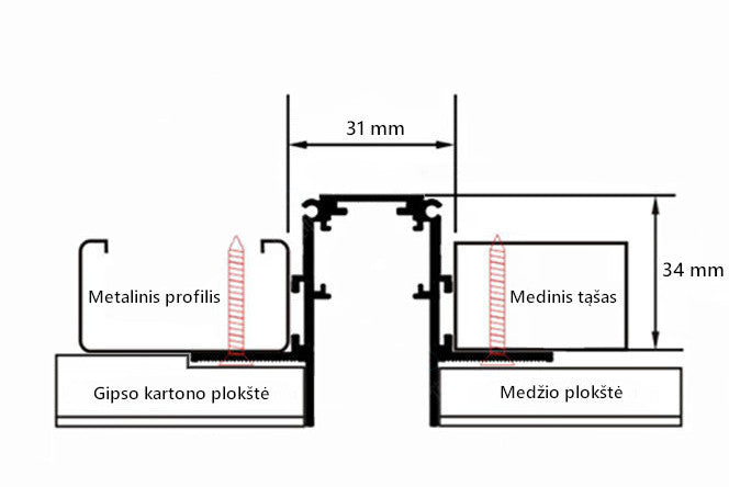 Magnetinis bėgelis, 2m (įleidžiamas), 11mm