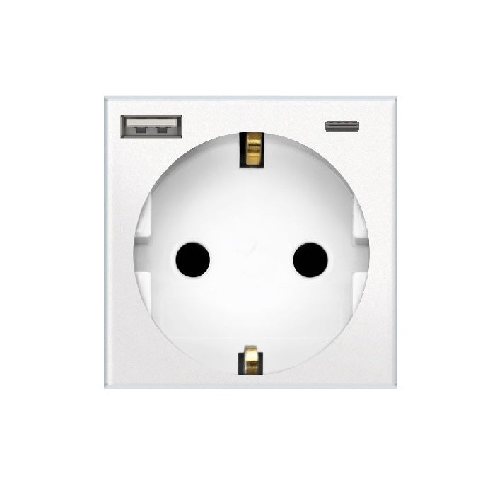 kištukinis lizdas rozetė su USB balta spalva