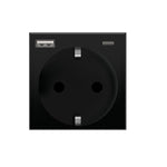 rozetė su USB juodos saplvos