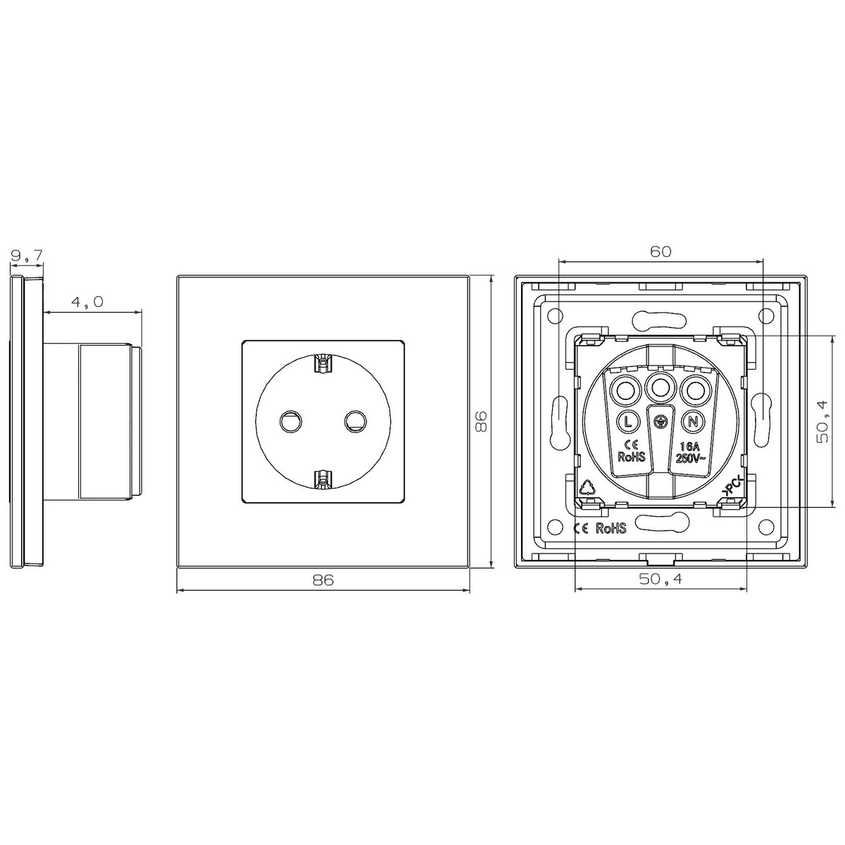 Kištukinis lizdas su WIFI, su plastikiniu rėmeliu, baltas