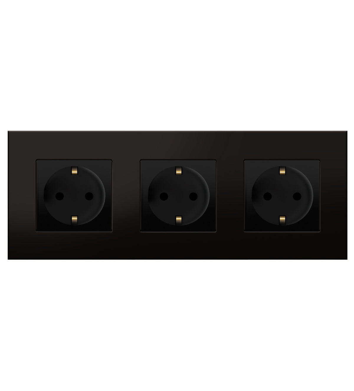 Trivietis kištukinis lizdas su įžeminimu, su plastikiniu rėmeliu (juodas)