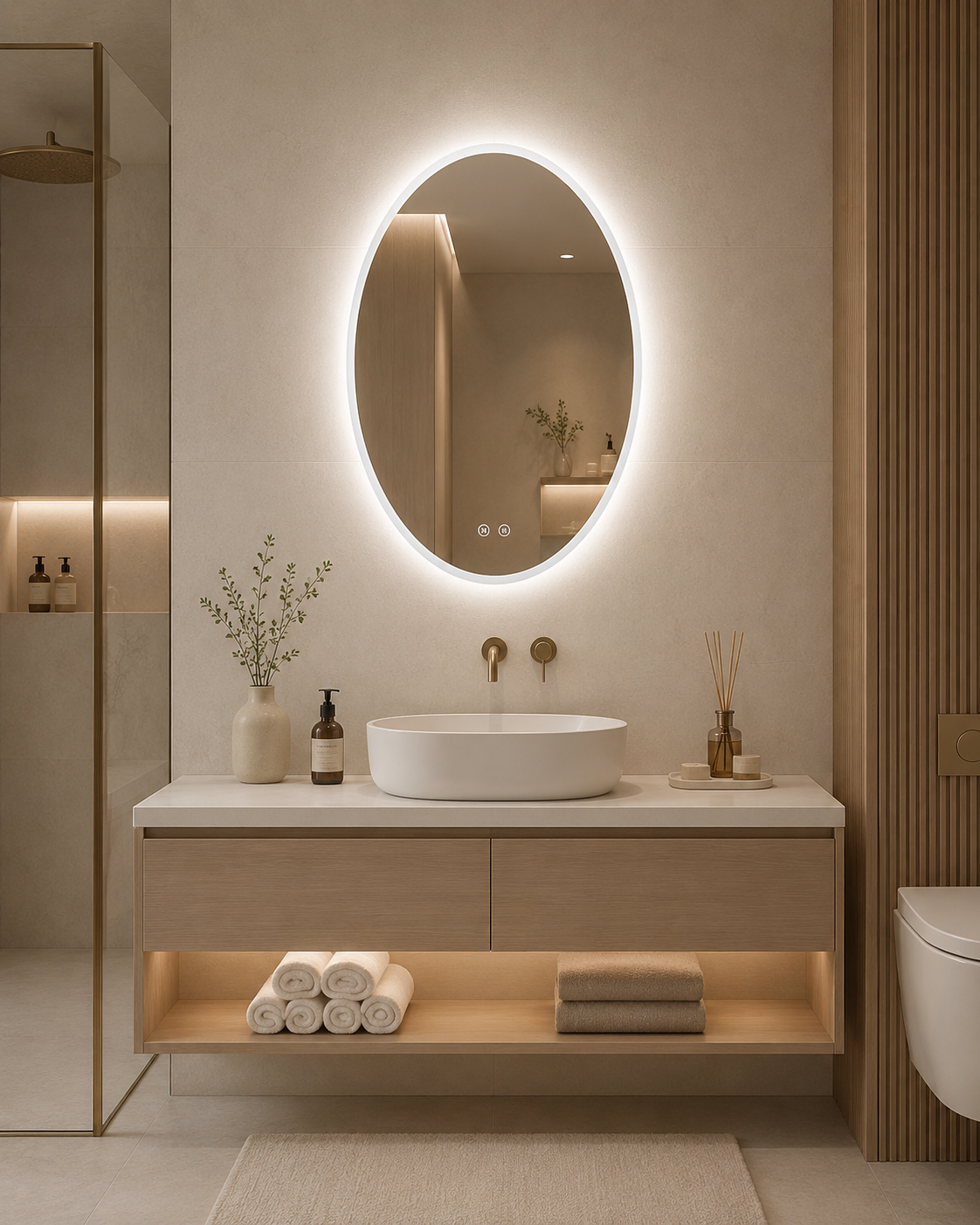 Ovalus LED veidrodis Vienna 60 × 80 cm