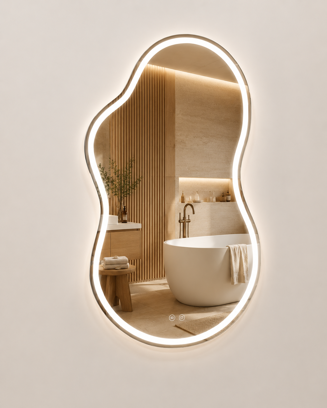 Netaisyklingos formos LED veidrodis Milan 2 55 × 80 cm
