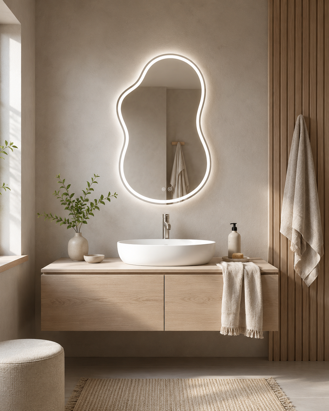 Netaisyklingos formos LED veidrodis Milan 2 55 × 80 cm