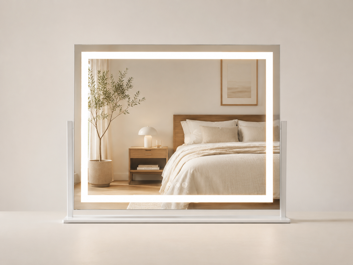 Dekoratyvinis LED veidrodis Nobel 2 baltu rėmu 62.5 × 46 cm