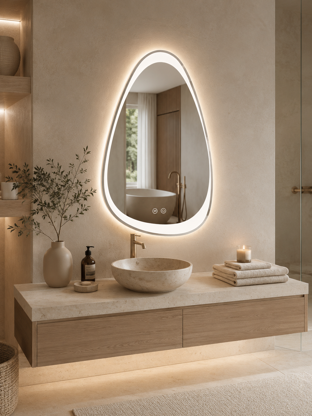 Netaisyklingos formos LED veidrodis Forma 2 50 × 90 cm