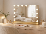 Kosmetinis LED veidrodis Estelle 2 auksiniu rėmu 80 × 62 cm