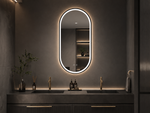 Ovalus LED veidrodis Monaco 2 juodu rėmu 50 × 100 cm