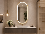 Ovalus LED veidrodis Florence 2 auksiniu rėmu 50 × 100 cm